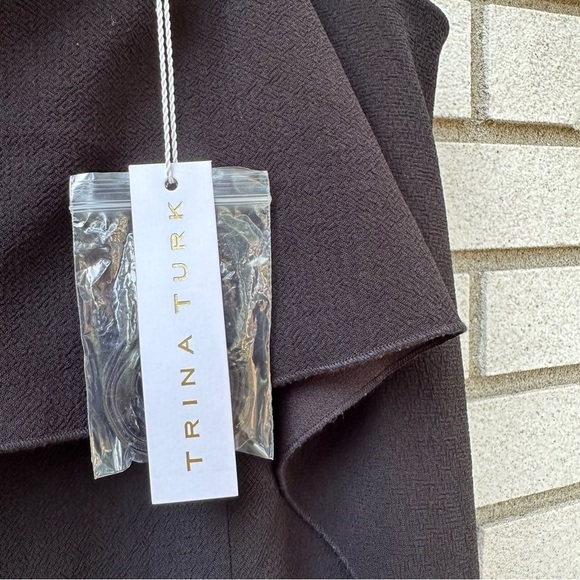 NWT Trina Turk Noir Black Strapless Crepe Ruffle Sheath Cocktail Wedding Dress - Picture 10 of 16